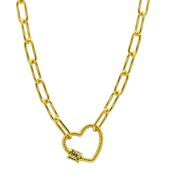 Pearl heart necklace, Pink Fresh outlet Water Pearl Necklace, Gold plated heart screw lock necklace