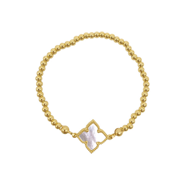 white mother of pearl flower station bracelet gold