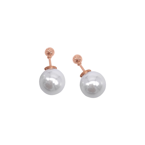 YELLOW GOLD FINISH Created Diamond Rose Gold Pearl Ball Dangle Fish Hook  Earrings - Jewellery Online Store