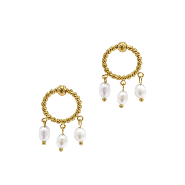 Dainty Seed Pearl Earrings | Drop & Dangle with Fish-hook | Gold Earrings with Pearls