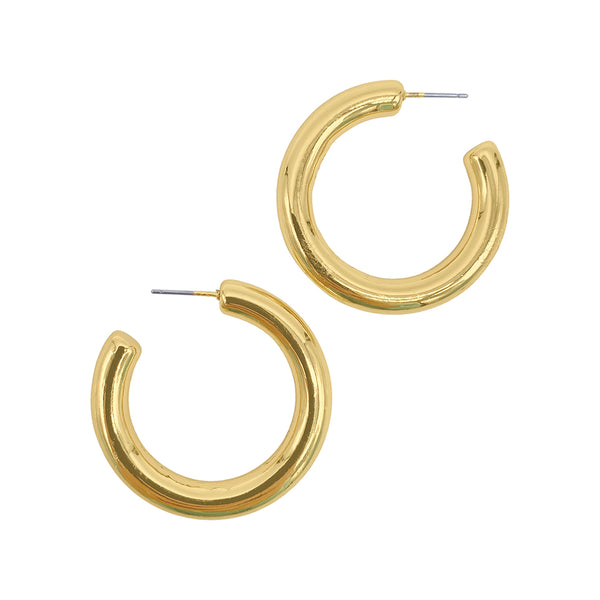 Thick Tube Hoop Earrings silver – ADORNIA