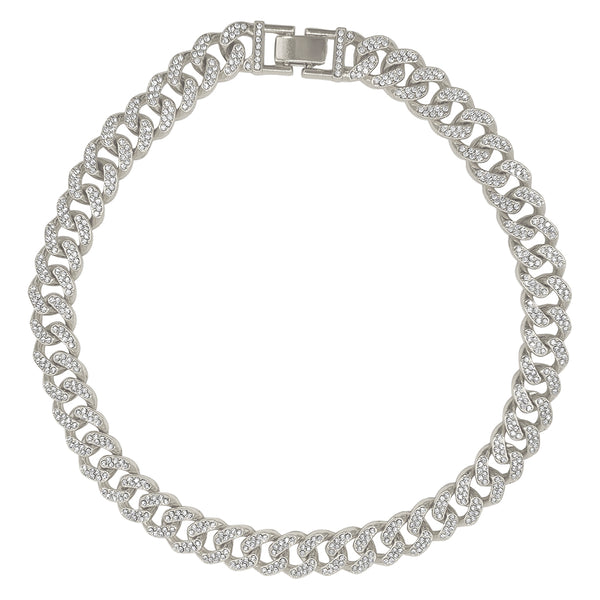 Flat Curb CZ Chain ADORNIA silver – Necklace