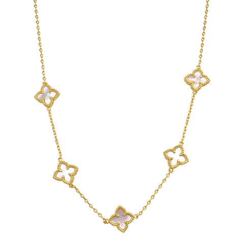 Adornia Flower Mother of Pearl Necklace gold pink – ADORNIA