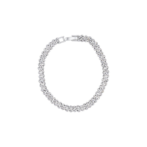 Silver Plated 8mm Crystal Curb Chain Bracelet
