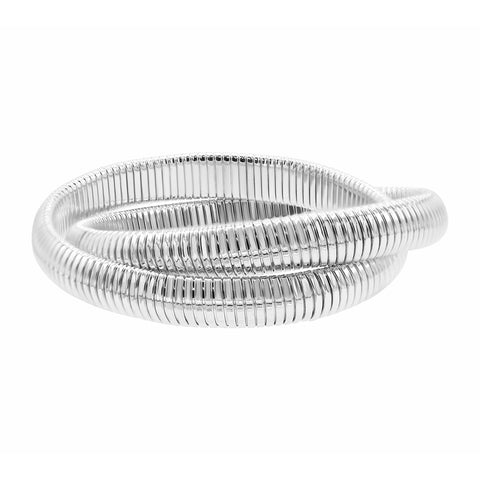 Sterling Silver Plated 2-Layer Omega Chain Bracelet