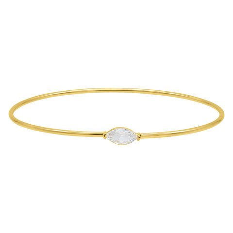 14k Gold Plated Marquis and Pave Stacking Bangle Bracelet Set