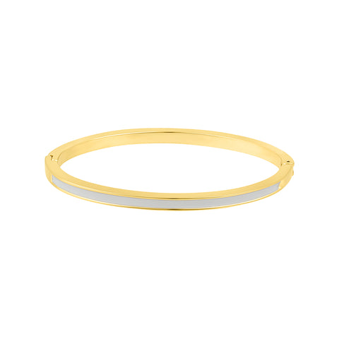 14k Gold Plated White Enamel Cuff