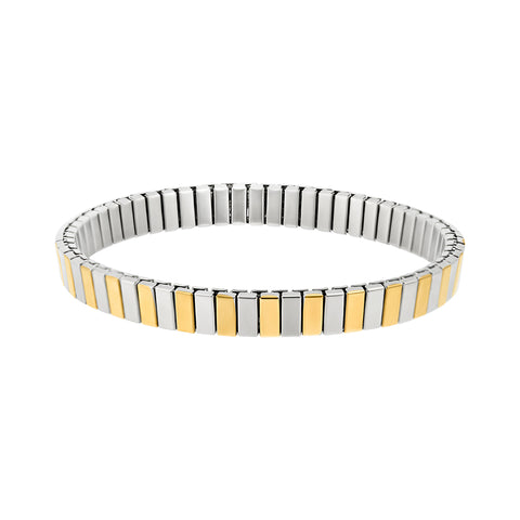 Tarnish Resistant Silver and 14k Gold Plated Stretch Bar Bracelet