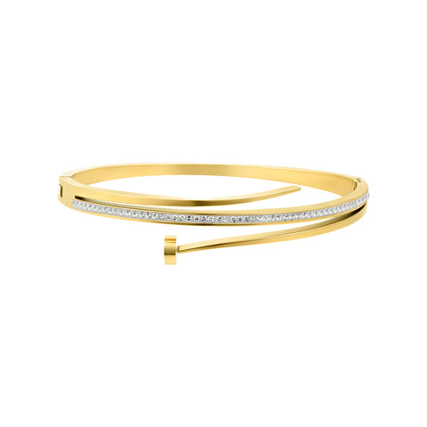 Tarnish Resistant 14k Gold Plated Pave Nail Bangle