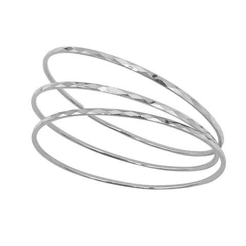 Hammered 3mm Bangle Set