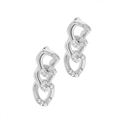 14k Gold Plated Crystal Curb Chain Earrings