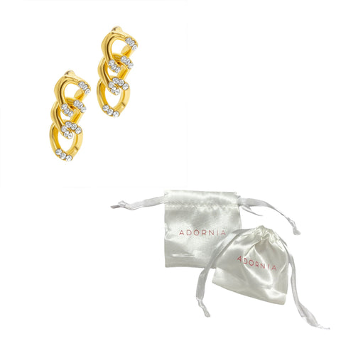 14k Gold Plated Crystal Curb Chain Earrings