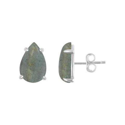 Labradorite Pear Cut Studs .925 sterling silver