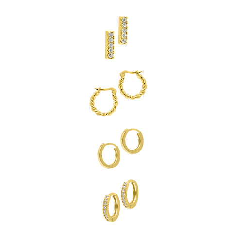 14k Gold Plated Set of 4 Earrings