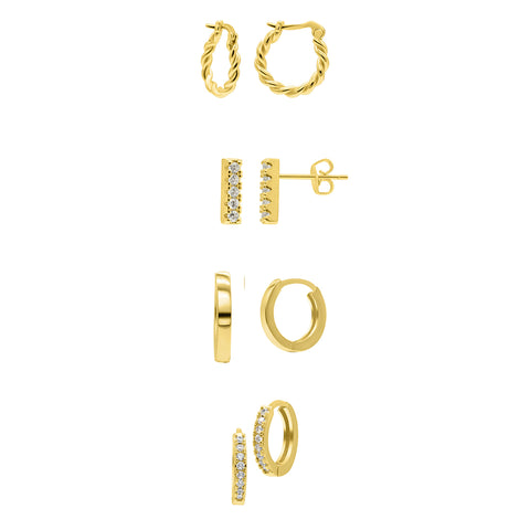 14k Gold Plated Set of 4 Earrings