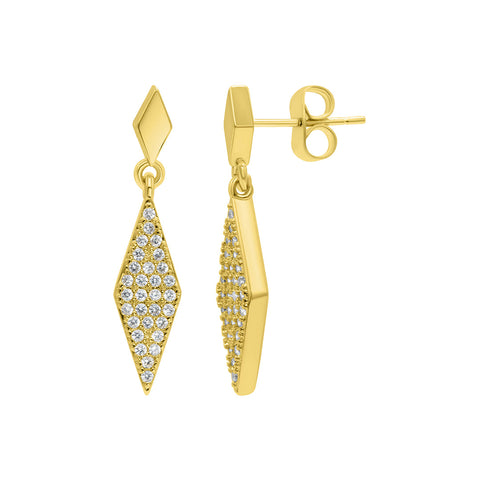 14k Gold Plated Diamond Drop Earrings