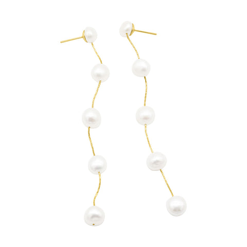 14k Gold Plated Freshwater Pearl Sweeper Earrings