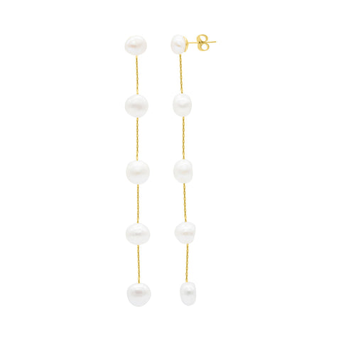 14k Gold Plated Freshwater Pearl Sweeper Earrings