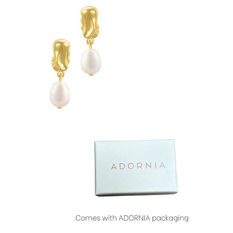 14k Gold Plated Freshwater Pearl Mini Drops with Organic Detail