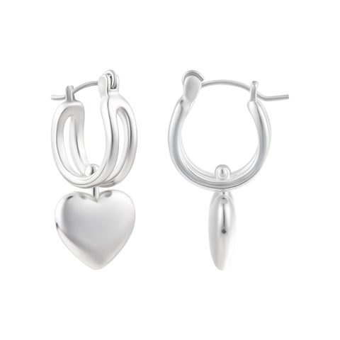 Silver Plated Heart Huggie Earrings