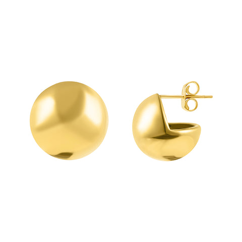 Tarnish Resistant 18k Gold Plated Oversized Ball Stud Earrings