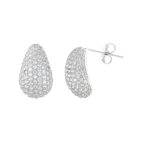 Sterling Silver Plated Teardrop Pave Earrings