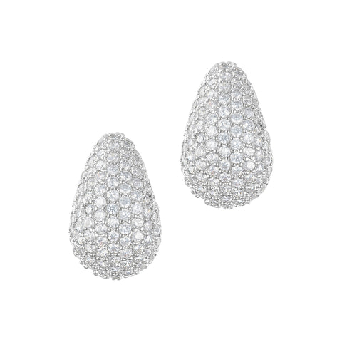 Sterling Silver Plated Teardrop Pave Earrings