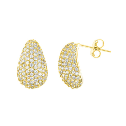 Sterling Silver Plated Teardrop Pave Earrings