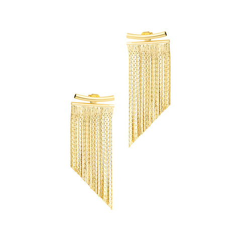 14k Gold Plated Fringe Jacket Earrings