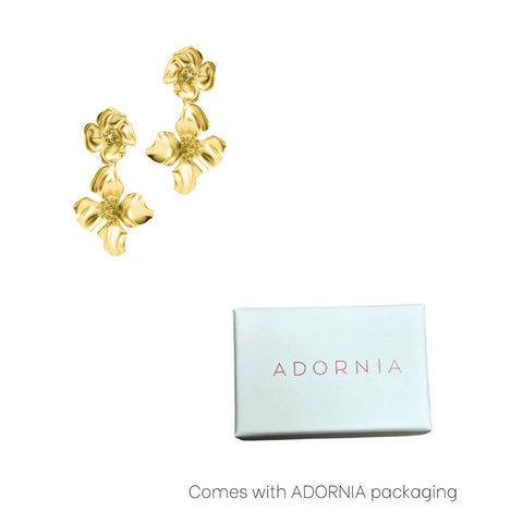 14K Gold Plated Flower Drop Earrings