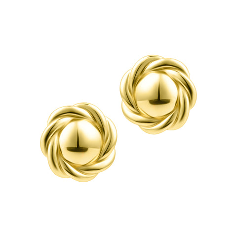 14k Gold Plated Round Rope Stud Earrings