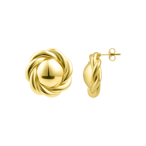 14k Gold Plated Round Rope Stud Earrings