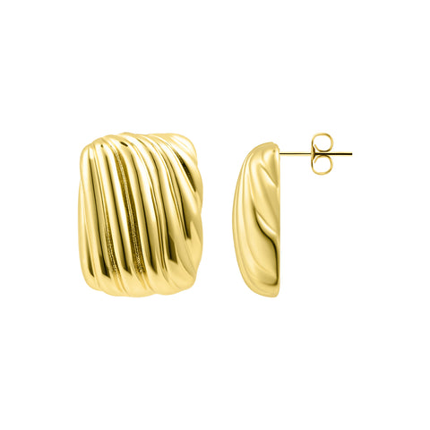 14k Gold Plated Rectangle Wavy Earrings