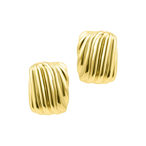 14k Gold Plated Rectangle Wavy Earrings