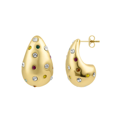 14k Gold Plated Crystal Teardrop Earrings