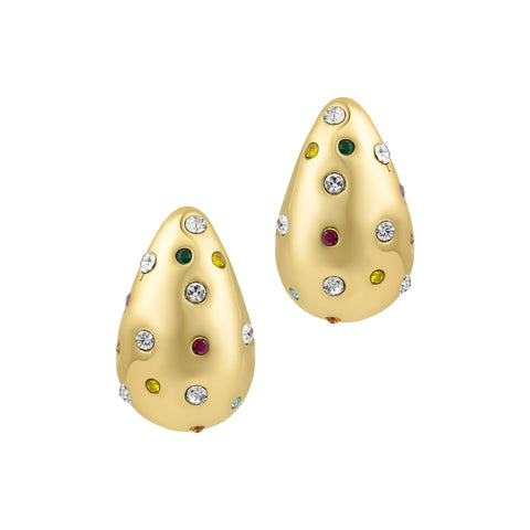 14k Gold Plated Crystal Teardrop Earrings