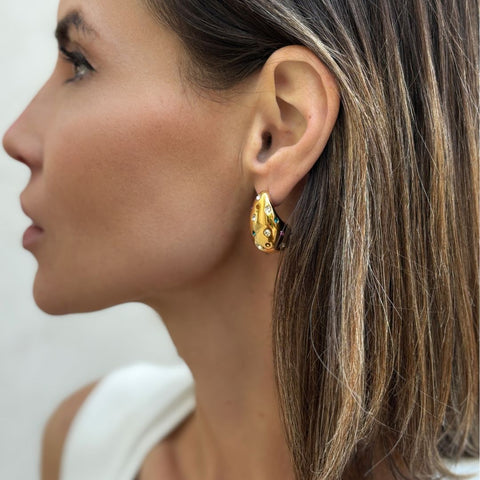 14k Gold Plated Crystal Teardrop Earrings