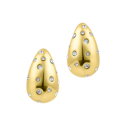 14k Gold Plated Crystal Teardrop Earrings