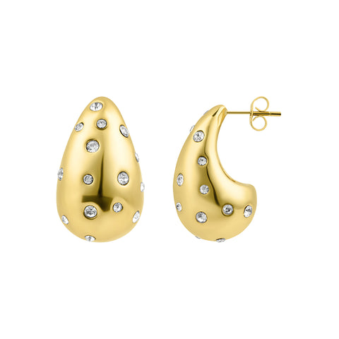 14k Gold Plated Crystal Teardrop Earrings