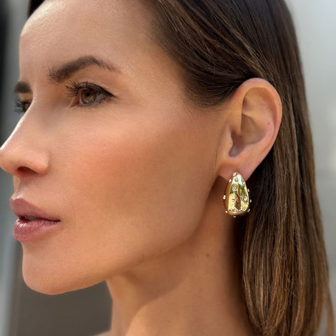 14k Gold Plated Crystal Teardrop Earrings