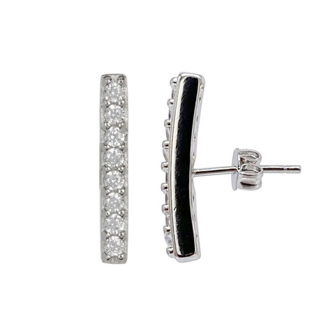 Rhodium Plated Crystal Bar Studs