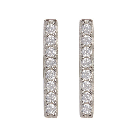 Rhodium Plated Crystal Bar Studs