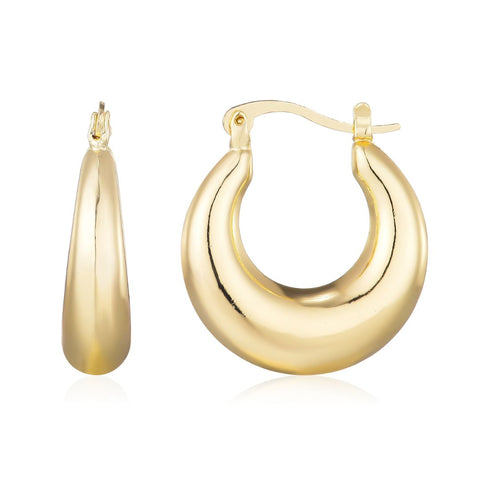 14k Gold Plated Domed Hoop Earrings