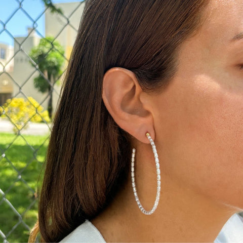 14k Gold Plated Seed Pearl Hoops