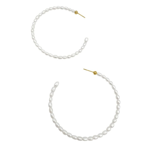 14k Gold Plated Seed Pearl Hoops