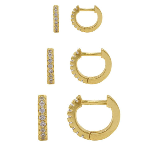 14k Gold Plated Huggie Hoop Earring Pack