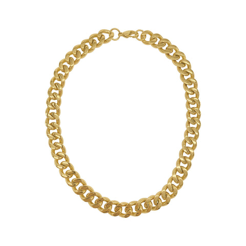 Tarnish Resistant Wide Curb Chain Necklace