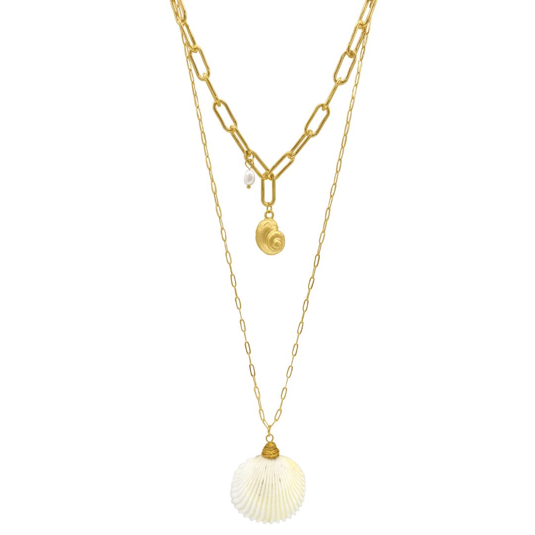 Alina Pearl Layered Chain Necklace Set