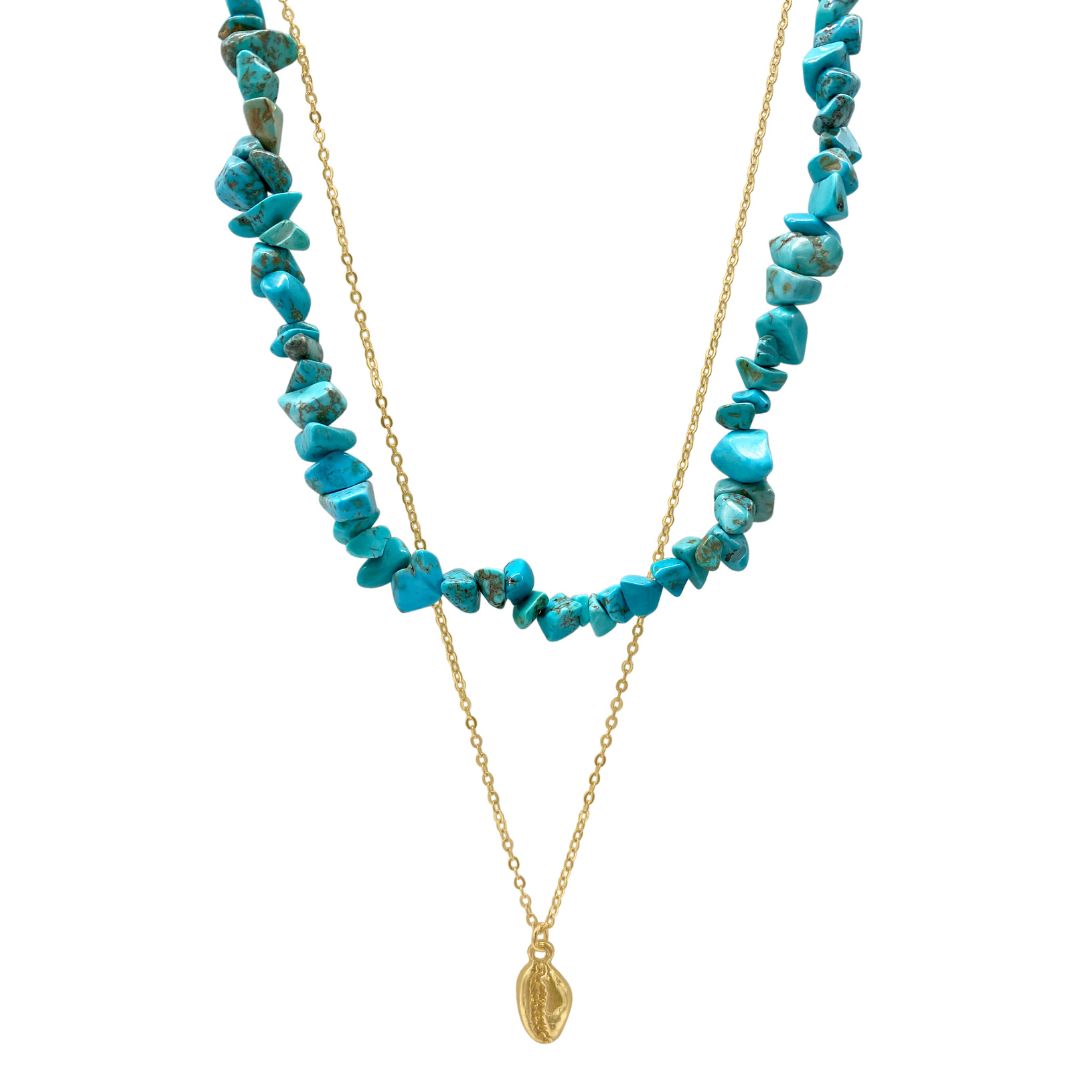 Turquoise Necklace 14k 2024 Gold Filled Beads and Lobster Lock