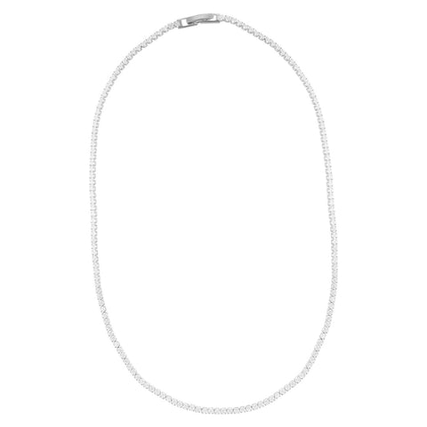 Silver Plated Micro Tennis Necklace